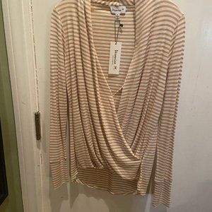Veronica M. Long Sleeve Cupro Draped Surplice Top, Size Medium, Brand New!
